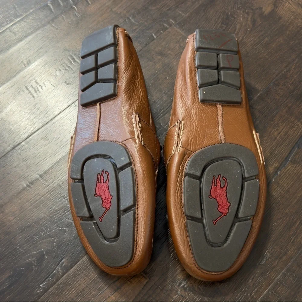 Polo Ralph Lauren‎ Telly II Brown Leather Slip On Loafer Size 9 Men